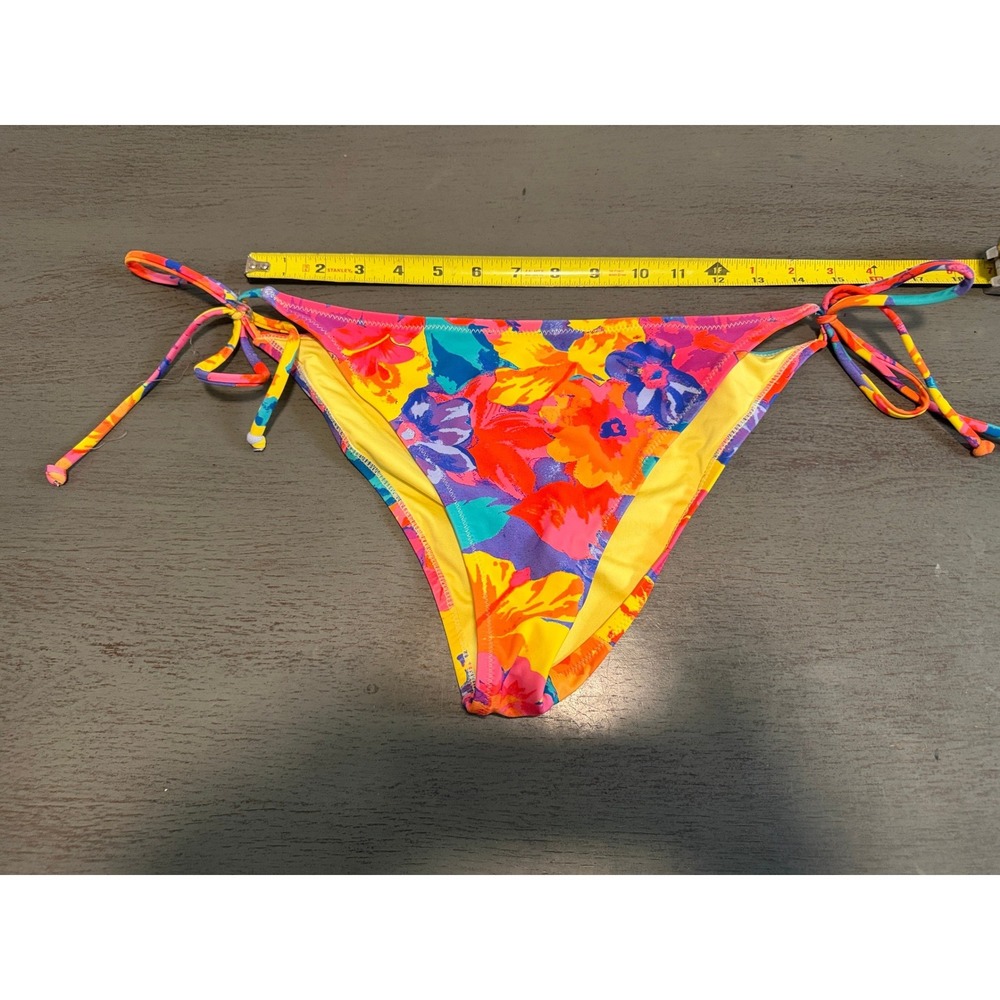 Relleciga Floral Side Tie Bikini Bottom Multicolor Swimwear Size Large